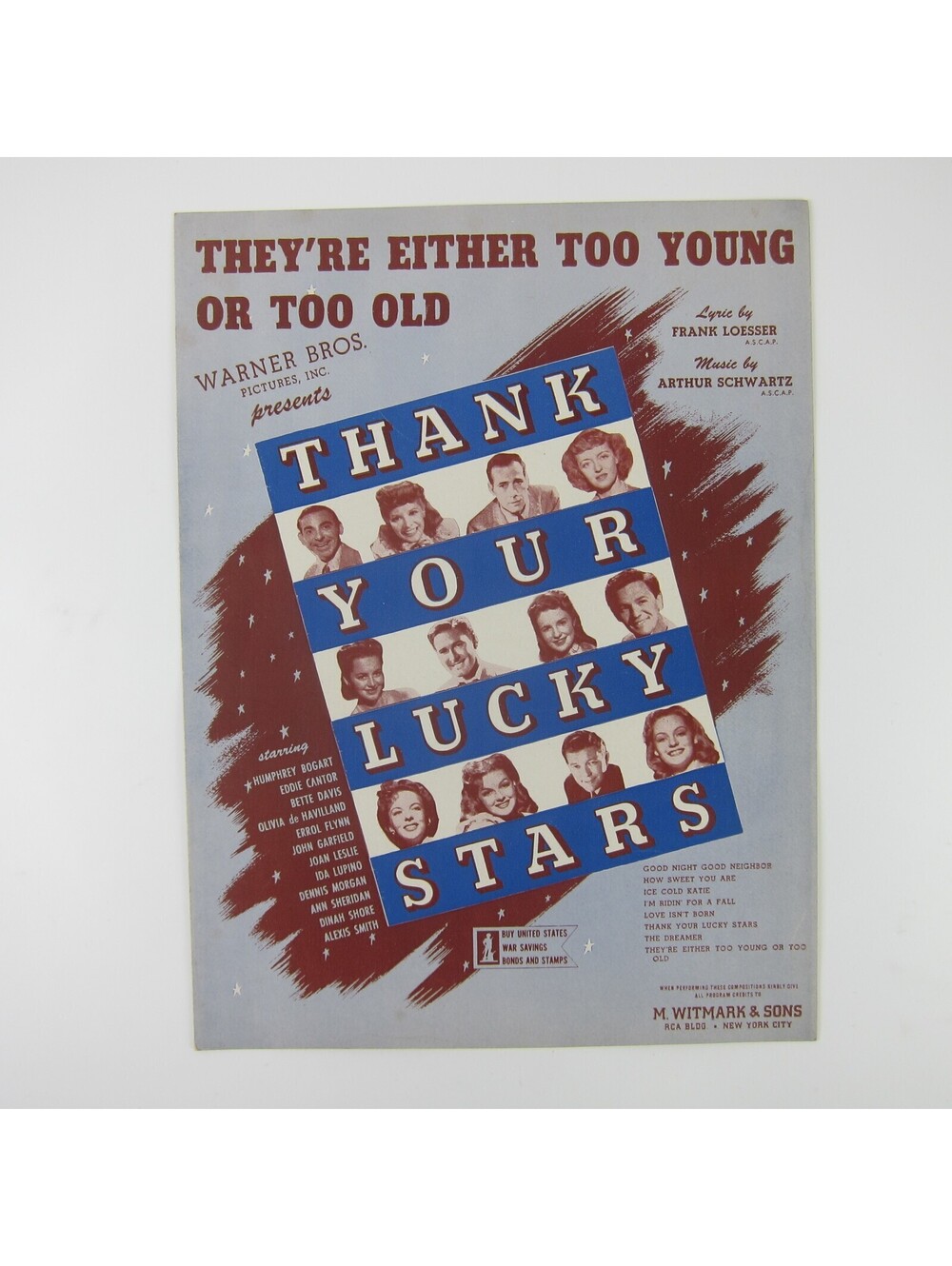 Sheet Music They're Either Too Young Or Too Old Thank Your Lucky Stars 1943